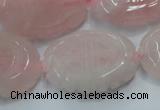 CFG207 15.5 inches 22*30mm carved oval rose quartz gemstone beads