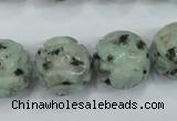 CFG214 15.5 inches 18mm carved round sesame jasper beads