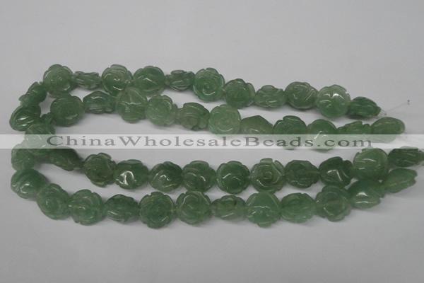 CFG231 15.5 inches 16mm carved flower green aventurine beads