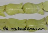 CFG241 15.5 inches 15*25mm carved flower lemon jade gemstone beads