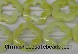 CFG257 15.5 inches 20mm carved flower lemon jade gemstone beads