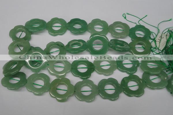 CFG261 15.5 inches 30mm carved flower green aventurine beads