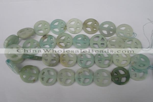 CFG265 15.5 inches 25mm carved coin amazonite gemstone beads