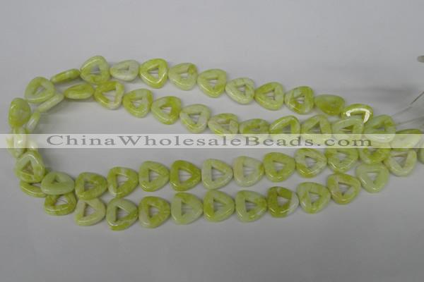 CFG275 15.5 inches 15*15mm carved triangle lemon jade beads