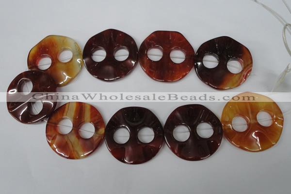 CFG281 15.5 inches 44mm carved coin red agate beads