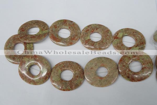 CFG282 15.5 inches 40*45mm carved oval unakite gemstone beads