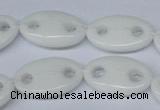 CFG298 15.5 inches 15*25mm carved oval white stone beads