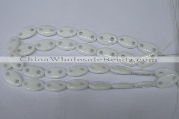 CFG298 15.5 inches 15*25mm carved oval white stone beads