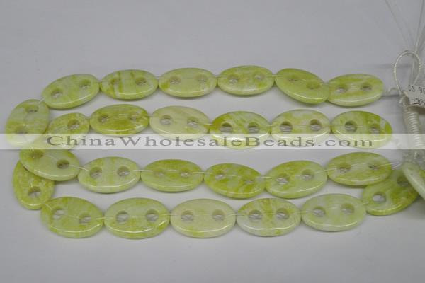 CFG308 15.5 inches 20*30mm carved oval lemon jade gemstone beads