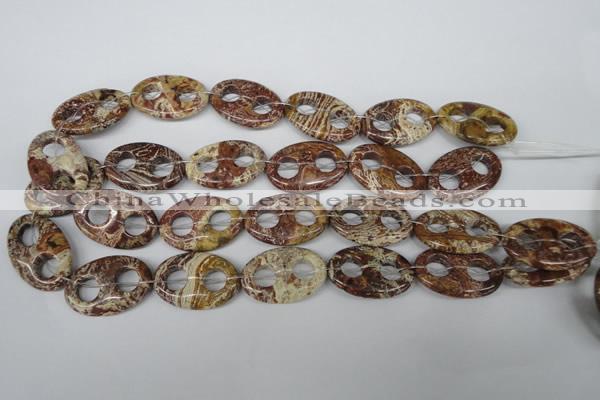 CFG309 15.5 inches 20*30mm carved oval dyed stripe jasper beads