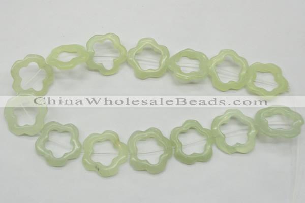 CFG36 15.5 inches 30mm carved flower green jade beads