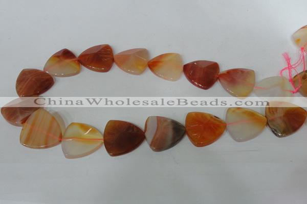 CFG528 15.5 inches 25*25mm carved triangle agate gemstone beads