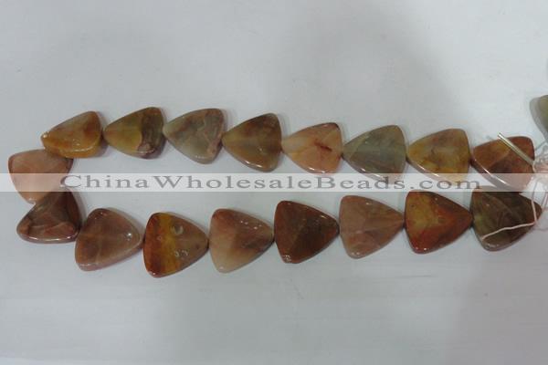 CFG529 15.5 inches 25*25mm carved triangle agate gemstone beads