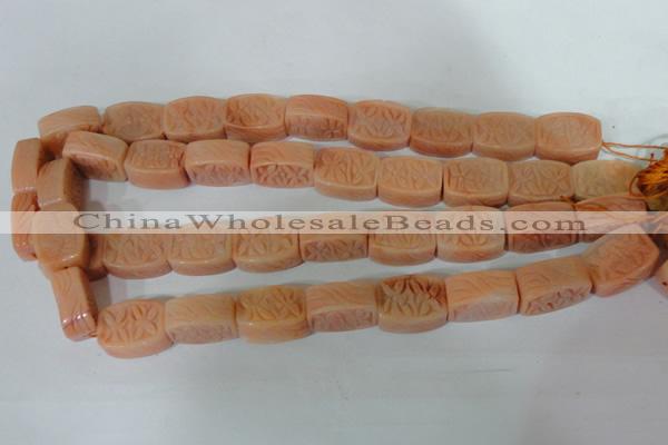 CFG548 15.5 inches 15*20mm carved brick red aventurine beads