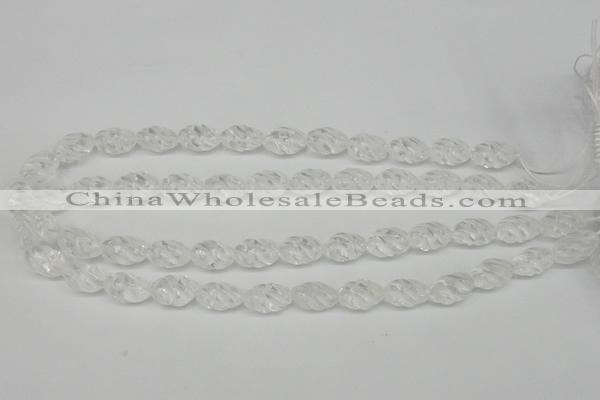 CFG56 15.5 inches 10*16mm carved rice white crystal gemstone beads