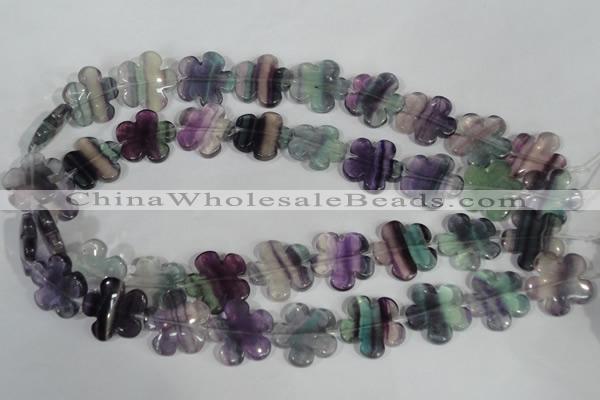 CFG661 15.5 inches 20mm carved flower fluorite gemstone beads