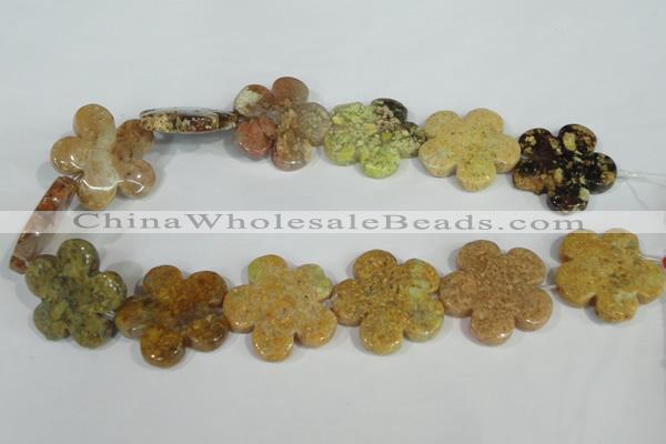 CFG674 15.5 inches 30mm carved flower agate gemstone beads