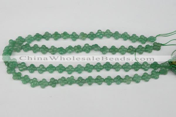 CFG74 15.5 inches 11*11mm carved flower green aventurine beads