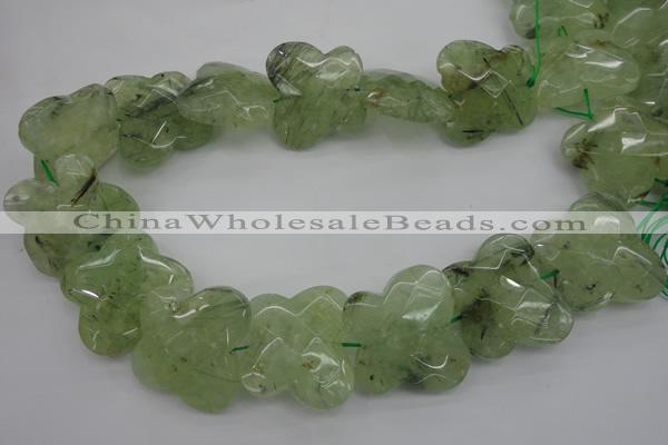 CFG926 30*33mm faceted & carved butterfly green rutilated quartz beads