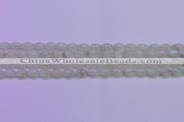 CFL1200 15.5 inches 6*10mm rice green fluorite gemstone beads