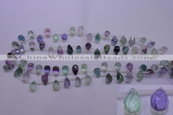 CFL708 Top-drilled 8*12mm faceted teardrop natural fluorite beads