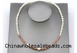 CFN118 potato white freshwater pearl & moonstone necklace, 16 - 24 inches