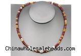 CFN217 4*6mm faceted rondelle mookaite & potato white freshwater pearl necklace