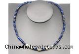 CFN220 4*6mm faceted rondelle lapis lazuli & potato white freshwater pearl necklace