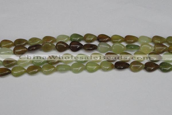 CFW123 15.5 inches 13*18mm flat teardrop flower jade gemstone beads