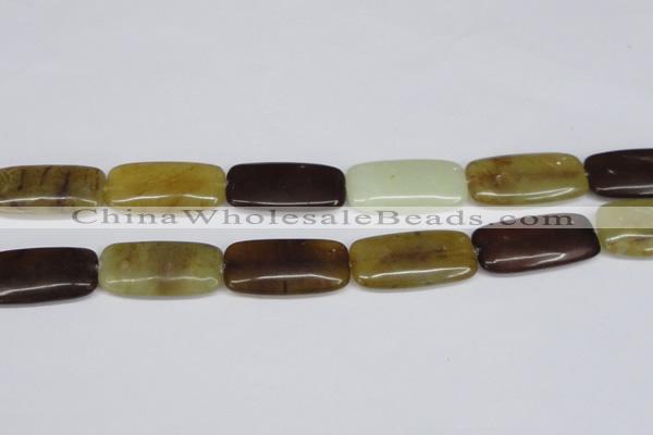 CFW156 15.5 inches 20*40mm rectangle flower jade gemstone beads