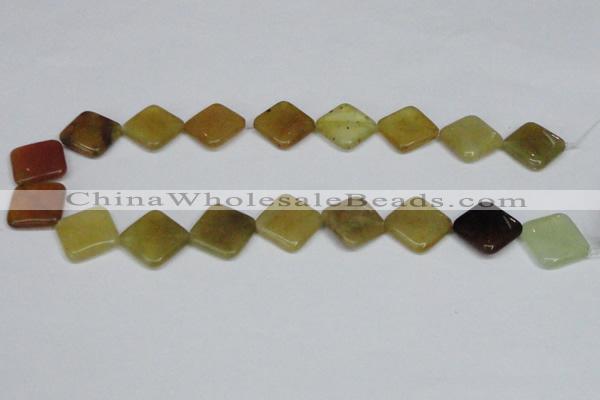 CFW158 15.5 inches 14*14mm diamond flower jade gemstone beads