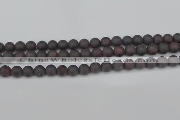 CGA672 15.5 inches 8mm round matte red garnet beads wholesale