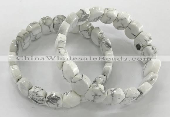 CGB3275 7.5 inches 10*15mm faceted oval white howlite bracelets