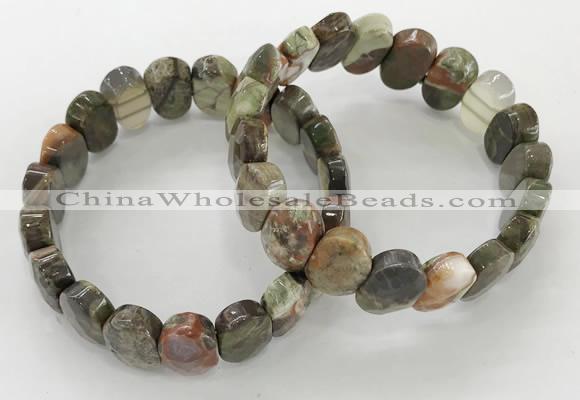 CGB3284 7.5 inches 10*15mm faceted oval rainforest agate bracelets