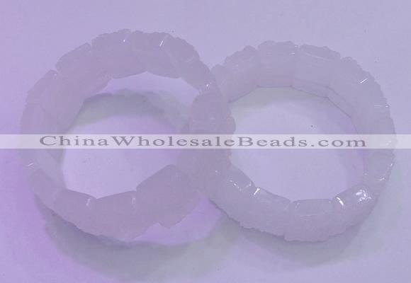 CGB800 8 inches 15*20mm rectangle white druzy agate bracelets