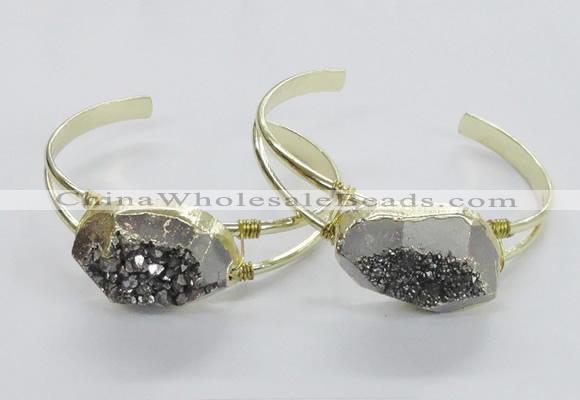 CGB810 25*30mm – 25*35mm freeform plated druzy agate bangles