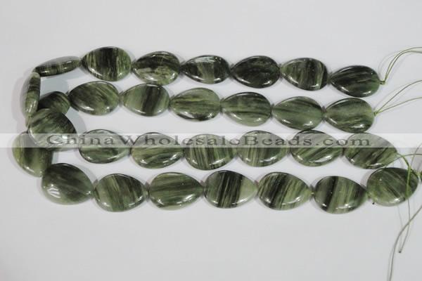 CGH15 15.5 inches 20*27mm flat teardrop green hair stone beads