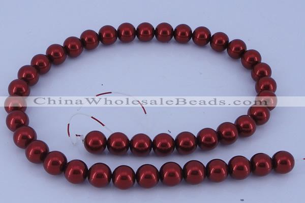 CGL324 10PCS 16 inches 8mm round dyed glass pearl beads wholesale