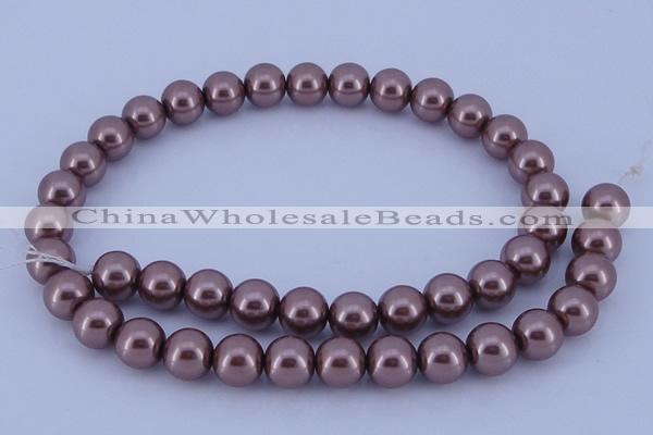 CGL396 5PCS 16 inches 12mm round dyed glass pearl beads wholesale