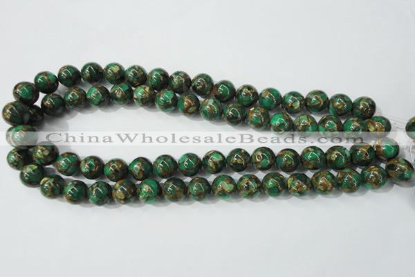 CGO104 15.5 inches 12mm round gold green color stone beads