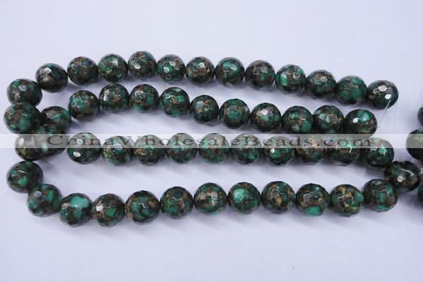 CGO118 15.5 inches 20mm faceted round gold green color stone beads