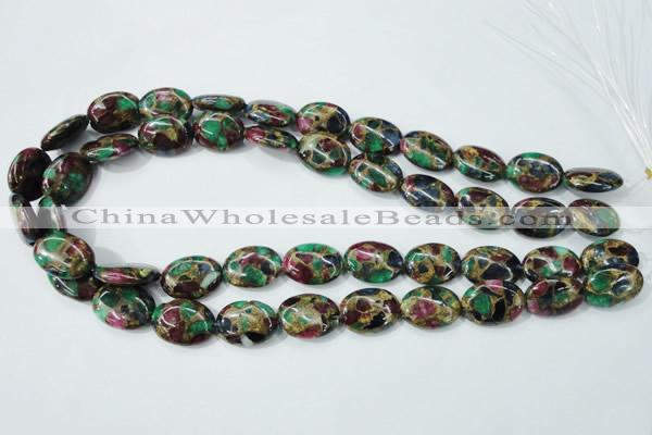 CGO40 15.5 inches 13*18mm oval gold multi-color stone beads