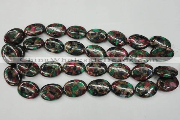 CGO42 15.5 inches 18*25mm oval gold multi-color stone beads