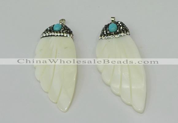 CGP293 28*70mm wing-shaped pearl shell pendants wholesale