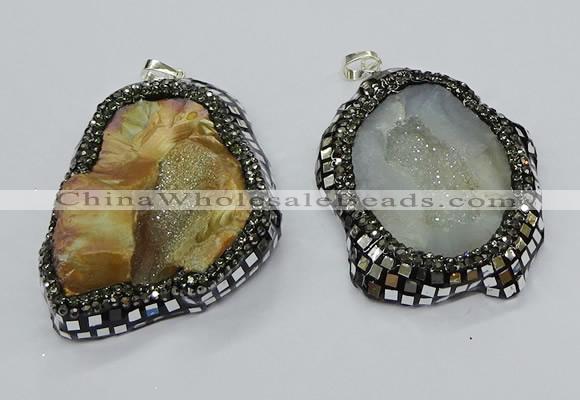 CGP3082 40*50mm - 45*55mm freeform druzy agate pendants