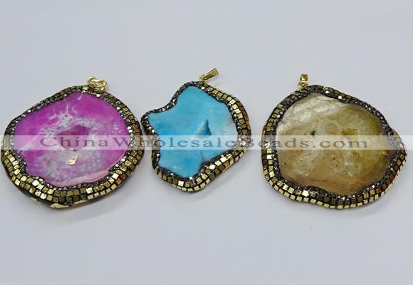 CGP3087 40*50mm - 50*65mm freeform druzy agate pendants