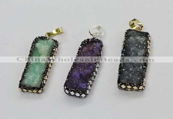 CGP3125 12*35mm - 15*40mm rectangle druzy agate pendants