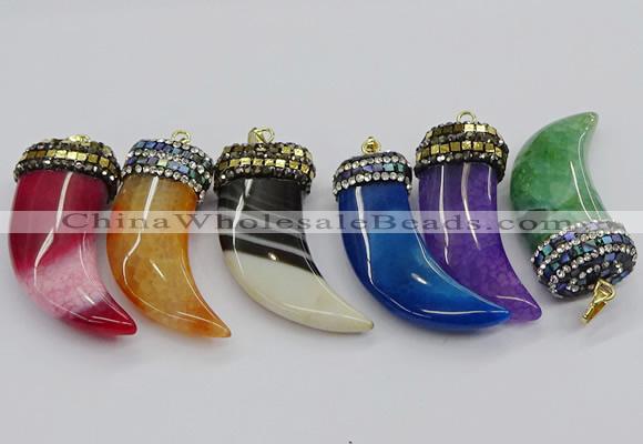 CGP3168 20*50mm - 25*55mm horn agate gemstone pendants