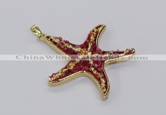 CGP3233 55*58mm starfish druzy agate pendants wholesale