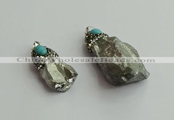 CGP497 15*30mm - 25*40mm nugget plated quartz pendants wholesale